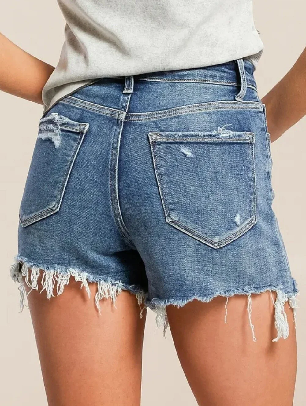 Vervet by Flying Monkey Rebecca High Rise Distressed Stretch Denim Shorts Sz XS